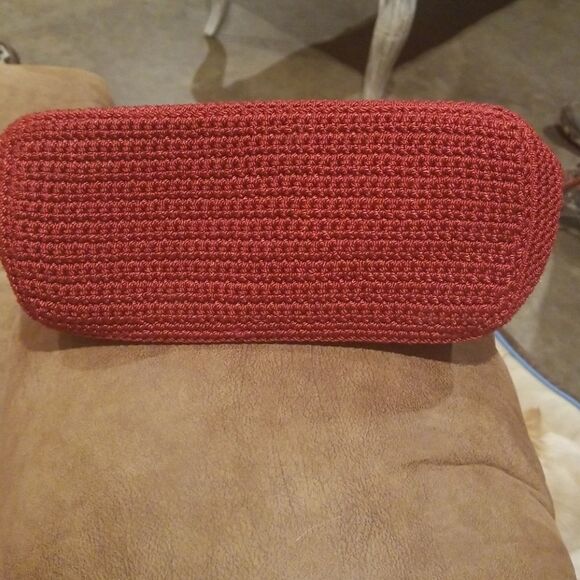 SAK Red Woven Satchel Bag Red Nylon Fob and Key Clasp - Picture 8 of 9